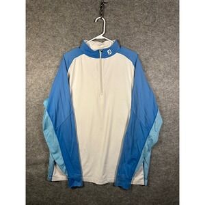FootJoy FJ Mens Golf Pullover‎ 1/4 Zip Long Sleeve White Blue XXL